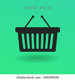 Flat  icon of shopping basket. vector illustration