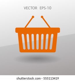 Flat  icon of shopping basket. vector illustration