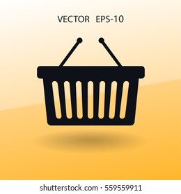Icono plano de la canasta de compras. ilustración vectorial