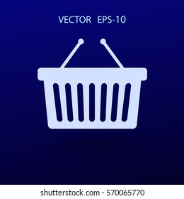 Flat  icon of shopping basket. vector illustration