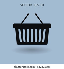 Icono plano de la canasta de compras. ilustración vectorial