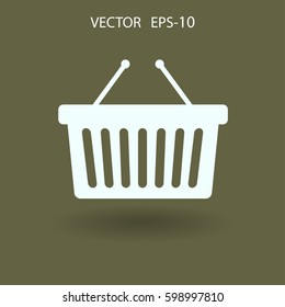 Flat  icon of shopping basket. vector illustration