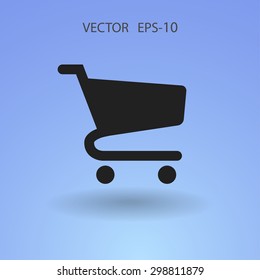 Flat icon of shopping cart