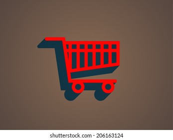 Flat icon of shopping chart