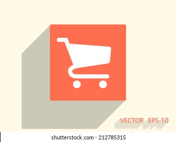 Flat icon of shopping chart