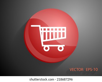 Flat icon of shopping chart