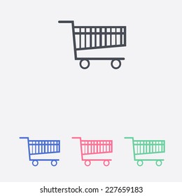 Flat icon of shopping chart