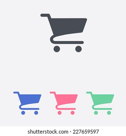 Flat icon of shopping chart