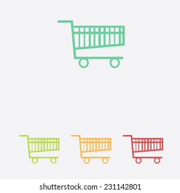 Flat icon of shopping chart