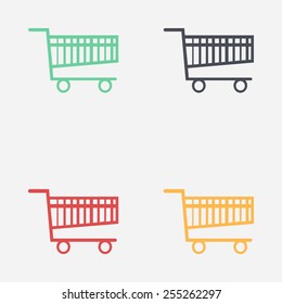 Flat icon of shopping chart