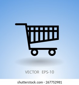 Flat icon of shopping chart