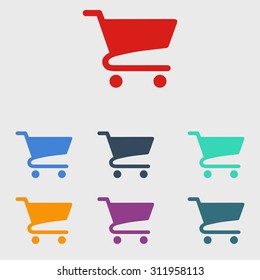 Flat icon of shopping chart