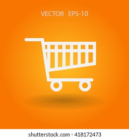 Flat icon of shopping chart