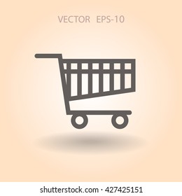 Flat icon of shopping chart