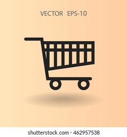 Flat icon of shopping chart