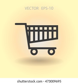 Flat icon of shopping chart