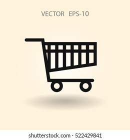 Flat icon of shopping chart