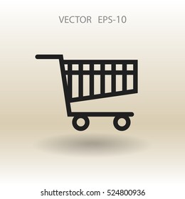 Flaches Symbol für das Einkaufswagen. Vektorillustration