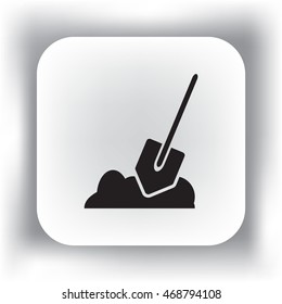 Flat icon. Shovel in the ground.