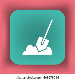 Flat icon. Shovel in the ground.