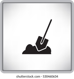 Flat icon. Shovel in the ground.