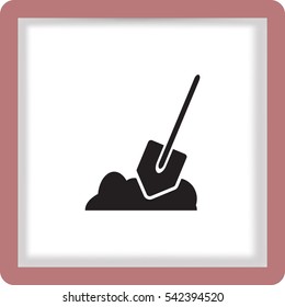 Flat icon. Shovel in the ground.