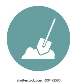 Flat icon. Shovel in the ground.