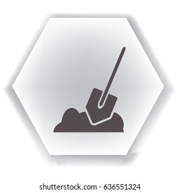 Flat icon. Shovel in the ground.