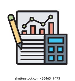 Icono plano que muestra la gestión contable, perfecto para la estrategia financiera, las herramientas comerciales y el uso de diseño de marketing.