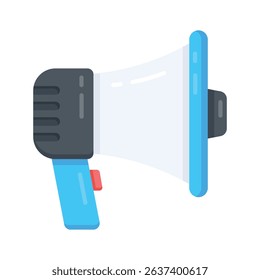 A flat icon showing announcement message via loudspeaker