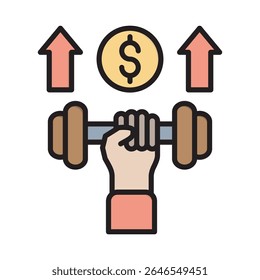 Flaches Symbol, das Geschäftsstärke zeigt, perfekt für Finanzstrategien, Business-Tools und Marketing-Design.