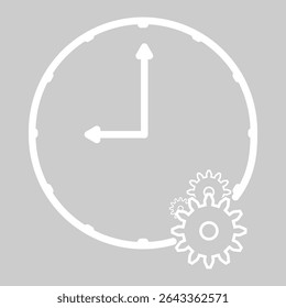 Flaches Symbol, das die Uhr mit dem Gerät anzeigt, das die Arbeitszeit oder den Zeitplan darstellt.