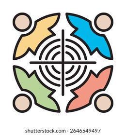 Icono plano que muestra el enfoque, perfecto para la estrategia financiera, las herramientas comerciales y el uso de diseño de marketing.