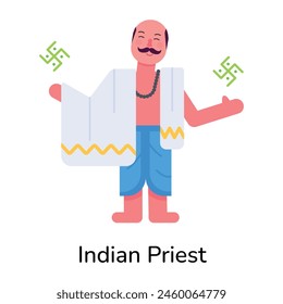 A flat icon showing indian priest 