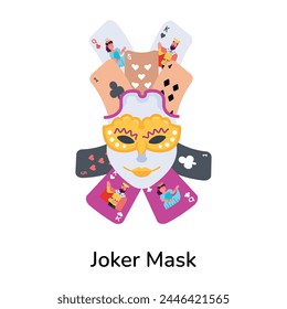 A flat icon showing joker mask 