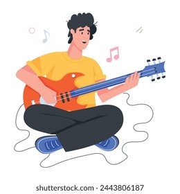 A flat icon showing male guitar artist