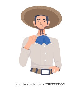 A flat icon showing mexican charro character 