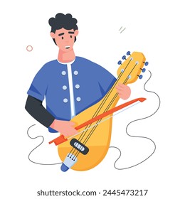 A flat icon showing a person playing lijerica instrument