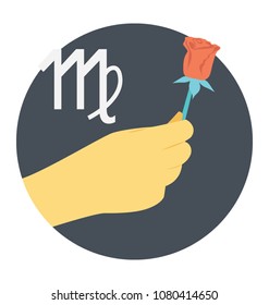 
Flat icon showing romantic side of a Virgo 
