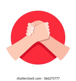 flat icon / sign of armwrestling handshake in the circle