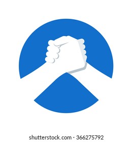 flat icon / sign of armwrestling handshake in the circle