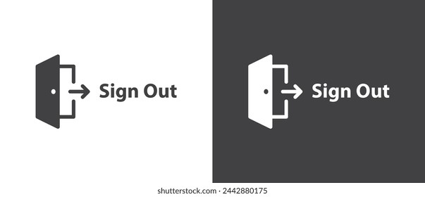 Flat icon of Sign out. Close door symbol in trendy flat style, Sign out icons isolated in black and white background.