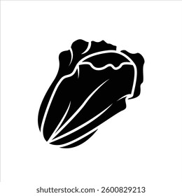 Flat Icon Silhouette Chinese Cabbage , also known as Napa Cabbage, Editable Vector high quality vegetable illustration suitable for food packaging, healthy menu food design