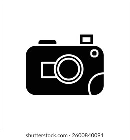 Flat Icon Silhouette DSLR camera with editable vector and isolated on white background.