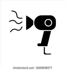 Flat Icon Silhouette electric Hair dryer for hair care, editable vector with isolated on white background.