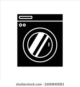 Flat Icon Silhouette front-load washing machine with editable vector and isolated on white background.