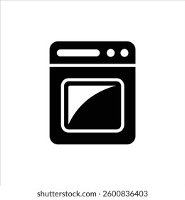 Flat Icon Silhouette Modern stainless steel electric oven with a spacious interior, multiple cooking modes, and precise temperature control. Perfect for baking, roasting, and grilling in home.