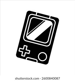 Flat Icon Silhouette Retro Game Console For Mobile Gaming, editable vector with isolated on white background.