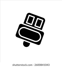 Flat Icon Silhouette standard electric plug with a power cord, used for connecting electronic devices to power sources, editable vector with isolated on white background.