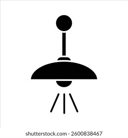 Flat Icon Silhouette stylish modern hanging lamp emitting warm light, perfect for home interiors, restaurants, and cozy spaces, editable vector with isolated on white background.